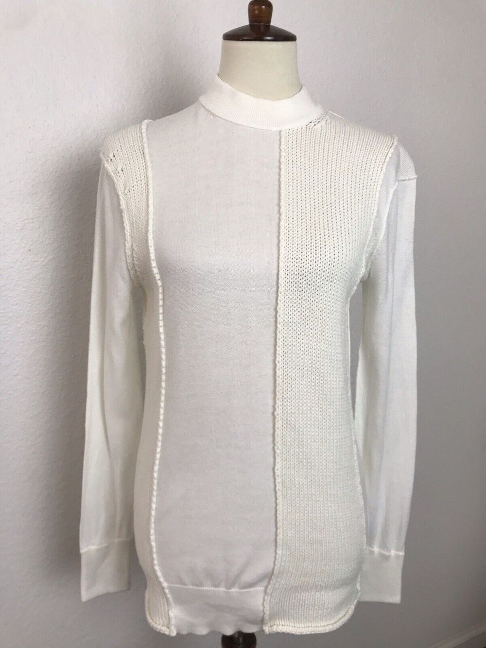 Thakoon Knit Sweater High Neck Mixed Weave Pullover